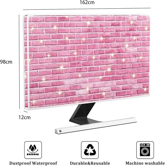 Pink Brick Wall with Star Waterproof 70 Inch TV Dust Cover Anti-Static Dustproof Anti-Scratch Protective Television Covers for Desktop TVs Hanging TV LED LCD OLED Protector