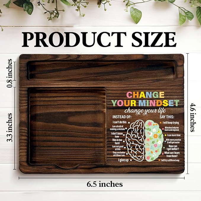 Inspirational Growth Mindset Sticky Note Holder Mental Health Gifts Change Your Mindset Post It Note Dispenser for Therapy Office Desk Decor