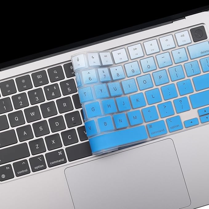 2 Pack Keyboard Cover for 2026-2021 MacBook Pro 14" 16" M5 M4 M3 M2 M1 Pro/Max, 2026-2023 MacBook Air 13" 15" M5 M4 M3 M2, Keyboard Skin for 14.2" 16.2" MacBook Pro /13.6" 15.3" US-Ombreblue