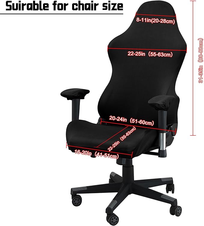 BIETYONE Gaming Chair Covers,Stretchable Computer Chair Cover,Ergonomic Office Chair Cover,for Anti Cat Scratch Protection of Computer Gamer Chair Slipcovers,Racing Chair Covers (Only Covers,Black)