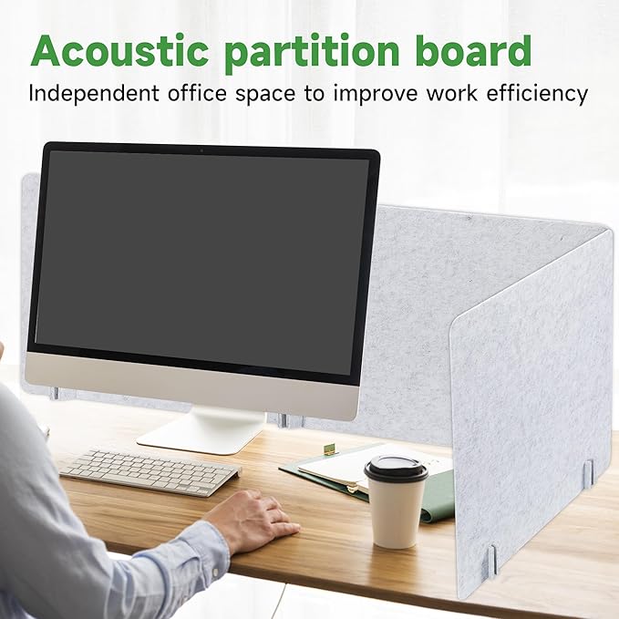 Desk Privacy Panel Acoustic Divider Panel Portable Desk Partition Desk Divider Noise Visual Isolate Table Divider for Student Study Office Library (Gray-2, 59" x 23.6")