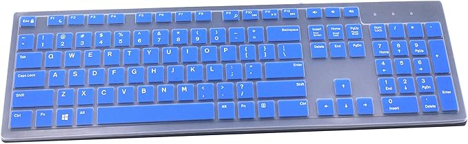 Keyboard Cover Compatible for Dell KM636 KB216 Keyboard, Dell Optiplex 5250 3050 3240 5460 7450 7050, Dell Inspiron AIO 3475 3670 3477, Dell Inspiron 27 7000 7700 7790 All-in-One Keyboard (Blue)