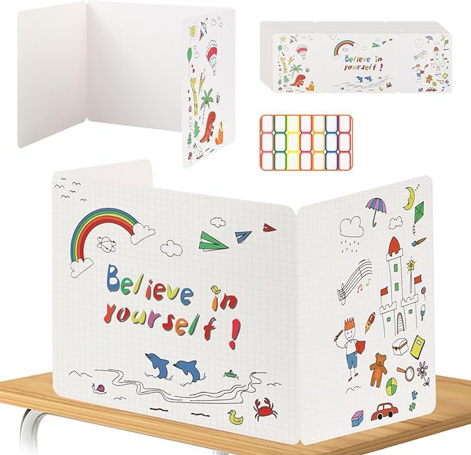 Desk Dividers for Students, 24 Pcs Cardboard Privacy Folders, Privacy Boards, Classroom Desk Divider Shield for Student School Teachers Home (Believe in Yourself)