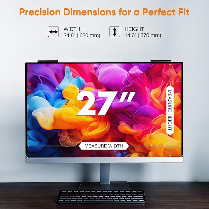 Privacy Screen for Computer Monitor 27 Inch, Anti-Blue Light Screen Protector for Eye Health, Hanging Type, Computer Screen Privacy Shield for Desktop Monitor, Suitable for Office or Home Use