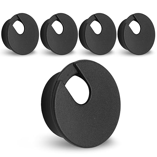 5pcs 1-3/8 Inch Desk Grommet, Plastic Desk Hole Cover, Black Cable Hole Cover, Desk Hole Grommet for Wire Cord Organizing Office Computer Desk