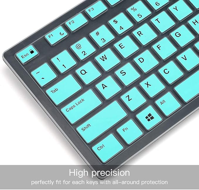 Keyboard Cover for Dell KB216 KB216p Wired & Dell KM636 Wireless Keyboard/Dell Optiplex 5250 3050 3240 5460 7450 7050/Dell Inspiron AIO 3475/3670/3477 All-in one Desktop Keyboard Skin, Mint Green