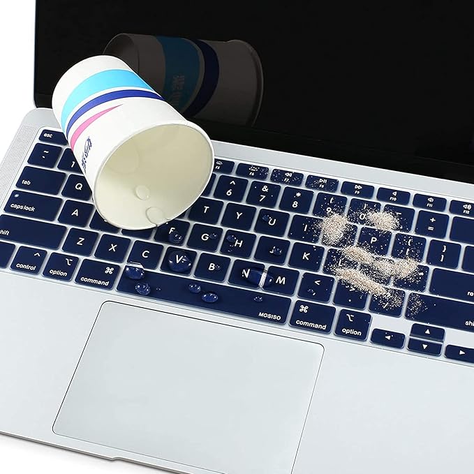 MOSISO Keyboard Cover Compatible with MacBook Air 13 inch 2022 2021 2020 Release A2337 M1 A2179 Retina Display with Touch ID Backlit Magic Keyboard, Waterproof Protective Silicone Skin, Navy Blue