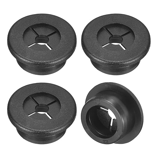 uxcell 4 Pcs Cable Cord Grommet, 7/8 Inch (22mm) Desk Grommet Flexible Rubber Grommets Wire Hole Cover Pass Through for Office Computer Desk Wire Organizer, Black