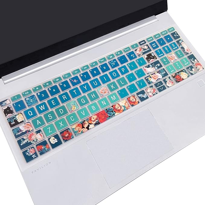 Silicone Keyboard Cover for 15.6 HP Laptop 15-fc 15-fd 15t-fd 15z-fc/HP Pavilion 15-eg 15t-eg 15-eh 15-er, 17z-ca 17-cn 17-cp 17z-cp Model Series,Red Rose