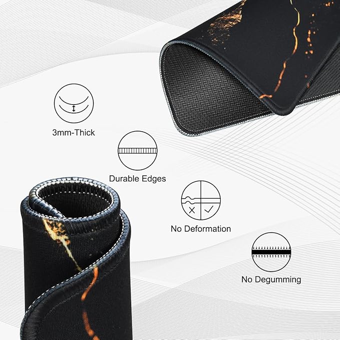 JIKIOU Mouse Pad with Non-Slip Rubber Base, Premium-Textured & Washable Computer Mousepad with Stitched Edges, Mouse Pads for Computers, Laptop, Gaming, Office & Home, 10.2 x 8.3 in Yellow Gilding