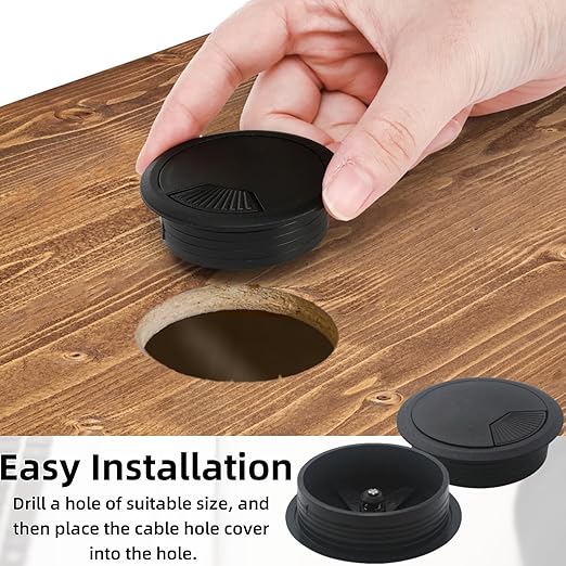 Covzoe 40 Pack 2 Inch (50 mm) Desk Grommet, Plastic Cable Hole Cover Bulk for PC Desk Arrange Wires, Flexible Wire Organizer Cable Cord Management Cords Through Computer Table for Home Office, Black