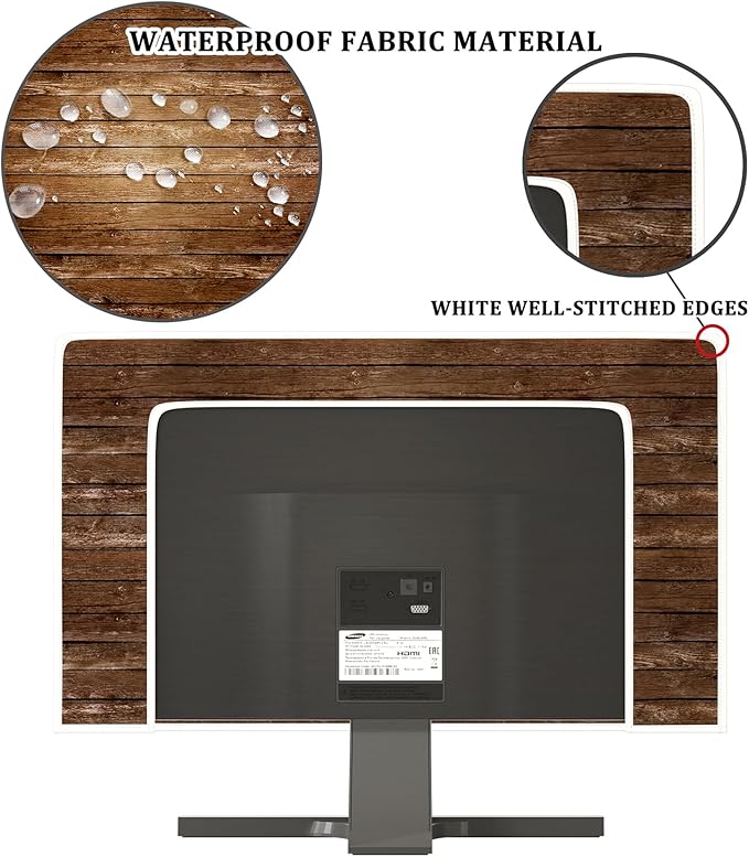 Waterproof TV Dust Covers 80 Inch for Television LED LCD OLED TVs TV Display Protectors During House Moving, Storing, or Home Renovation，Brown Vintage Wooden Board