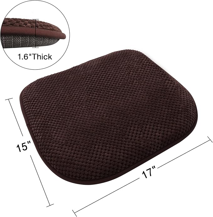 Brown Foam Seat Cushions Kitchen Chairs Pads for Dining Chairs Non Slip Patio Seat Cushions Set of 4 Washable U Shaped Soft Thick Large Metal Wooden Chair Cushions,17" x 15"