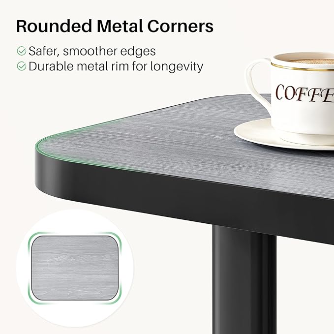 Kitstorack Adjustable Height C-Shaped End Table, 9-Level Side Table with Metal Rounded Edge, Couch Table that Slides Under Sofa or Bed, Eating, Working, and Drinks, TV Tray for Small Space, Dark Gray