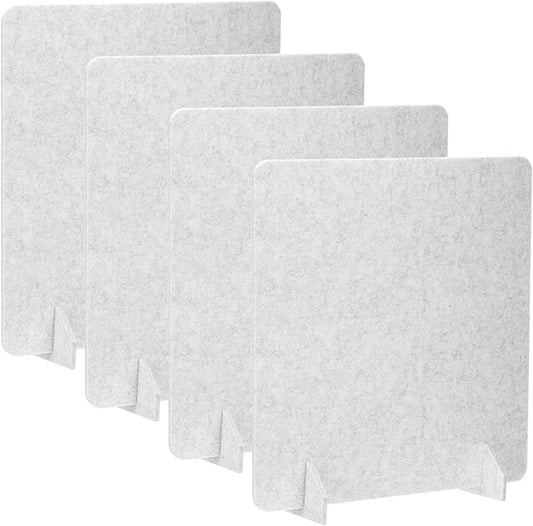 PATIKIL Desk Dividers 24" x 24", 4 Pack Desk Privacy Panel Freestanding Noise Reducing Partition Acoustic Panel with 2Pcs Support Feet for Testing Office Home Library, Light Gray Style A