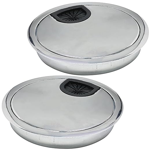 Desk Grommet 3-1/8" (80 mm), Desk Cord Hole Cover, Cable Grommet Metal Zinc Alloy Materilal, Desk Hole Grommet for Office and Home Table Cable, Detachable Cable Cord Organizer (Bright Silver 2 Pcs)