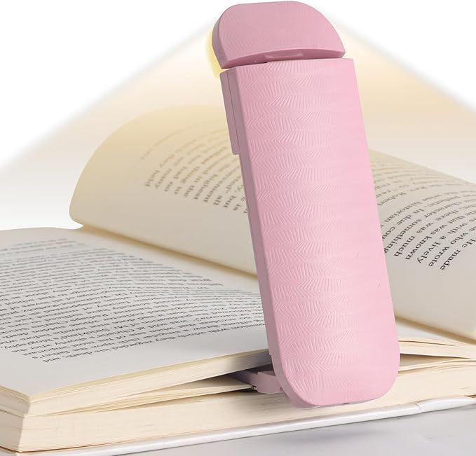 HEMONNKAM Book Reading Light, Rechargeable Clip on Booklight, Eye Caring 3 Color Temperatures & 5 Brightness Levels, Night Use for Bed, Long Lasting, Reading at Night in Bed, Pink