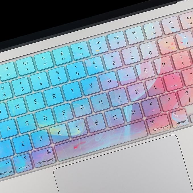 2 Pack Keyboard Cover Skin for 2026-2023 MacBook Air 13" 15" M5 M4 M3 M2, 2026-2021 MacBook Pro 14" 16" M5 M4 M3 M2 M1 Pro/Max, 14.2" 16.2" MacBook Pro /13.6" 15.3" MacBook Air, US, Stylish Colorful