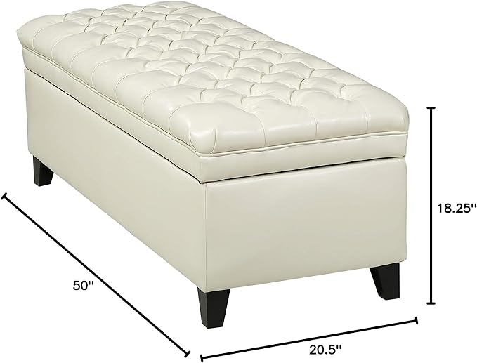 Christopher Knight Home Juliana PU Storage Ottoman, Ivory