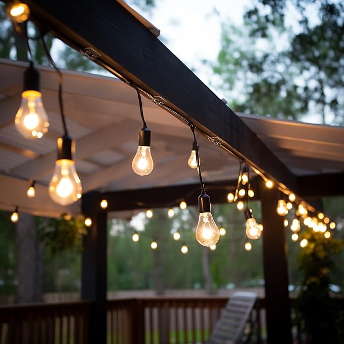 Hetyue Hooks for Outdoor String Lights Clips: 40Pcs Heavy Duty Light Hook with Waterproof Adhesive Strips - Outside Clear Cord Holders for Hanging Christmas Lighting - Outdoors Sticky Clip