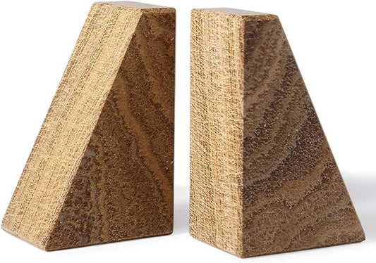 Karibiber Marble Bookends for Heavy Books, Decorative Book Ends for Shelves, Unique Marble Stone Durable and Heavy Book Ends for Hardback Books & CDS, Book Stopper/Holder, Set of 2(Moca Jade)