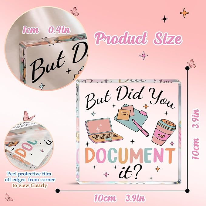 Office Decor Gift For Man Women Acrylic Square Sign Funny Decorative Plaque Office Desk Accessories But Did You Document It Desk Decorations For Home Shelf Boss's day gifts gift for christmas 2025