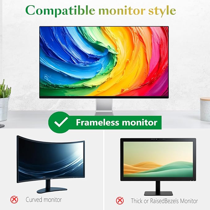 Magnetic Computer Privacy Screen Filter 24 Inch for Frameless Monitor Thin Bezel 16:9 Widescreen, 24in Hanging Removable Anti Glare Blue Light Eye Protection Shield, Anti Spy Protector Panel