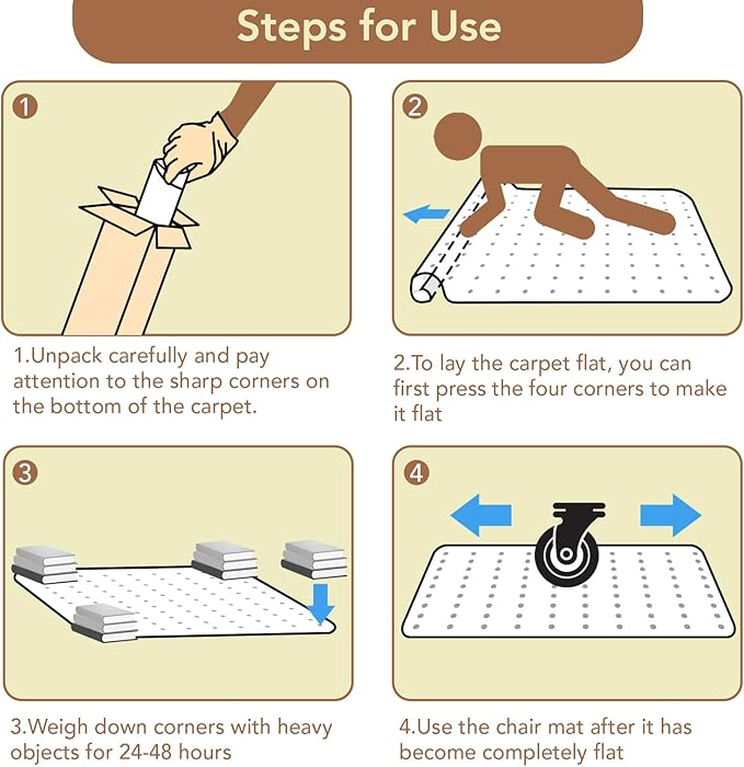 Office Chair Mat for Low Pile Carpet with Lip, 46" x 72" Clear Plastic Floor Protector, Heavy Duty Desk Chair Mat for Rolling Chairs, Smooth Glide Computer Mat for Home Office