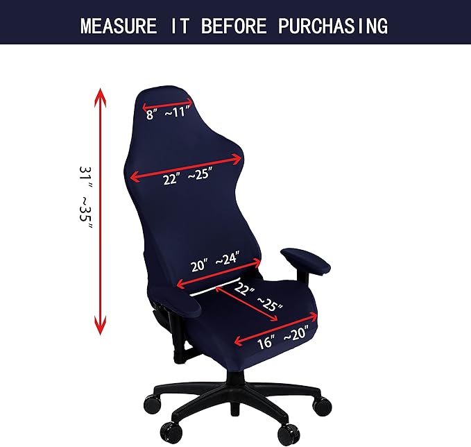 SARAFLORA Gaming Chair Covers Stretch Washable Computer Chairs Slipcovers for Armchair, Swivel Chairs, Computer boss Chair (Navy, X-Large)