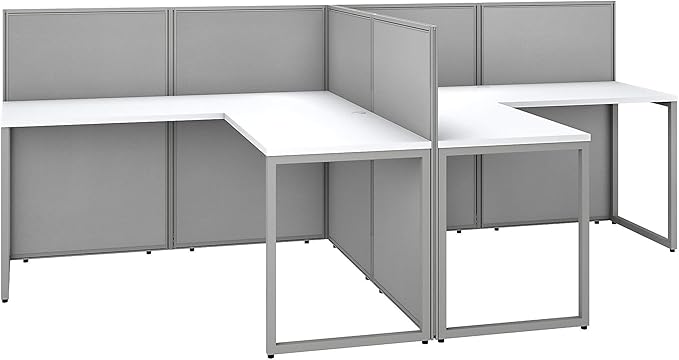 Bush Business Furniture Double Cubicle Desk with Privacy Panels | Easy Office Collection Two Person L Shaped Table | 60Dx120Wx45H