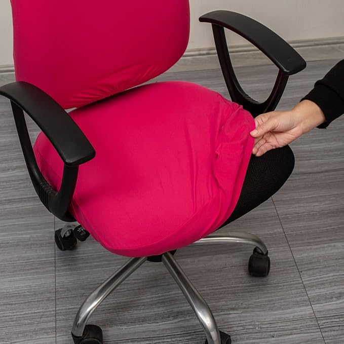 Melaluxe Computer Office Chair Covers, Protective & Stretchable Universal Chair Cover, Stretch Rotating Chair Slipcover (Rose)