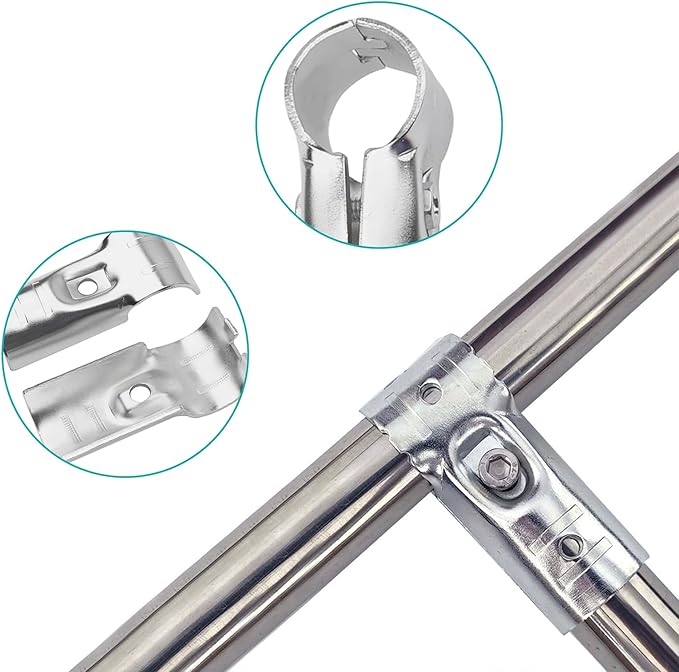 12 Pack 1 Inch T Pipe Clamps, Heavy-Duty Galvanized Steel T Pipe Connectors with Bolts and Nuts, Chain Link Fence End Rail Clamps Fit for Metal Pipe OD 1 Inch, for Fence Handrail Shelf Set-Ups