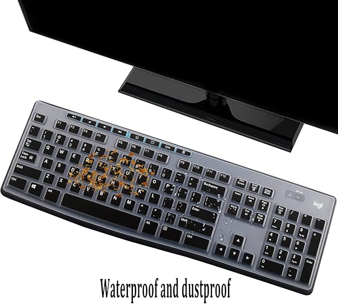 Keyboard Cover Skin Protector Fit Logitech MK275 MK270 Keyboard, Logitech K200 K260 K270 MK200 MK260 Ultra Thin Desktop PC Silicone Keyboard Cover-Black
