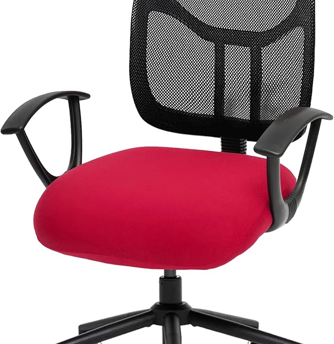 DIVA EN CAMINO DEC Stretchable Desk Office Chair Seat Cushion Covers - Universal Spandex Computer Chair Slipcover - Anti-Scratch Dogs, Cats, Pets Removable Washable Cushion Protectors (Red)