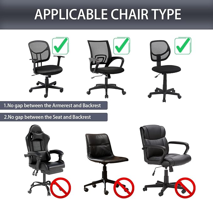 Stretch Jacquard Office Chair Cover, Removable Washable Desk Chair Cover, Anti-dust Seat Cushion Protectors - Dark Grey