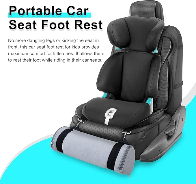 Car Seat Footrest for Children, Strap-On Car Seat Leg Support Pad, Footrest for Children Ideal for Long Road Trips, Car Seat Footrest for Children—(Gray)