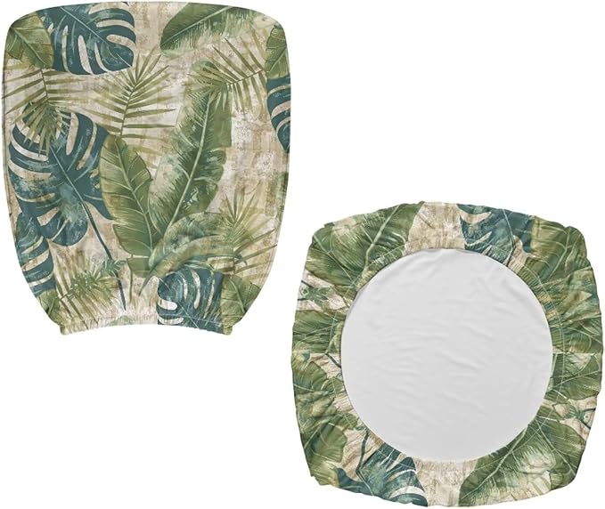 Tropical Palm Tree Leaves Office Chair Covers Washable Computer Office Chair Seat Cover Y2K Floral 2 Piece Office Chair Slipcovers Dorm Rotating Chair Slipcover