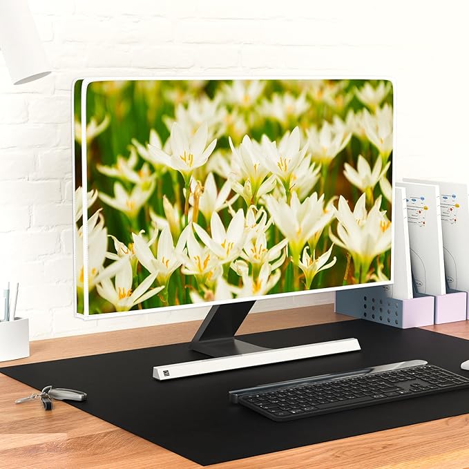 Nature Flowers Monitor Dust Cover 22, 23, 24, 25 Inch Spring Summer Floral Natural View Panel Case Antistatic Water Resistant Monitor Dust Cover Dust Proof Monitor Covers for Computer Screen