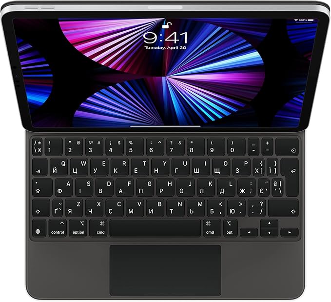 Apple Magic Keyboard: iPad Keyboard case for iPad Pro 11-inch (1st, 2nd, 3rd, 4th gen) and iPad Air (4th, 5th gen, and M2), Great Typing Experience, Built-in trackpad, Ukrainian - Black