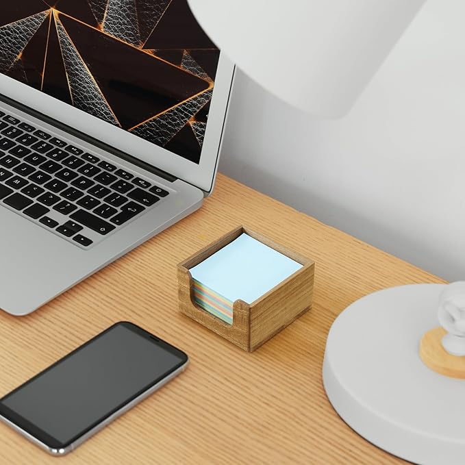 Sticky Note Holder, Acacia Wood Note Dispenser for Office Desk Accessories, Self Stick Note Pad Holder, Memo Pad Holder Dispenser Organizer for School Office Desk Supplies