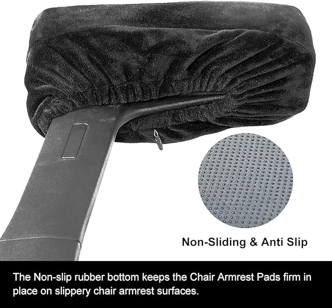 baibu Ergonomic Memory Foam Office Chair Arm Pads, Comfy Black Gaming Armrest Pads for Elbows and Forearms Pressure Relief (Set of 2)