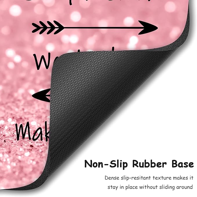 Dapesuom Small Mouse Pad, 6 x 8 Inch Thick Rubber Premium-Textured Non-Slip Portable & Washable Mini Mouse Mat for Women Wireless Laptops Keyboard Tray Gaming Work Computer Office Travel, Pink Quotes