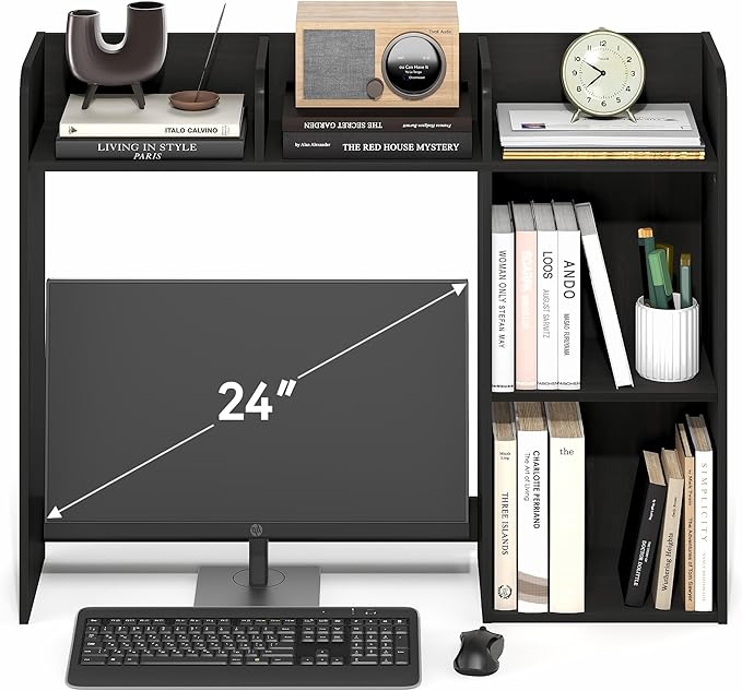Furinno Classic Desk Shelf, 5-Shelf Desktop Hutch, Book Shelf, 3-Tier Desk Organzier, for Office Supplies, Office Desk Accessories, for Home Office, College, Dorm, Espresso