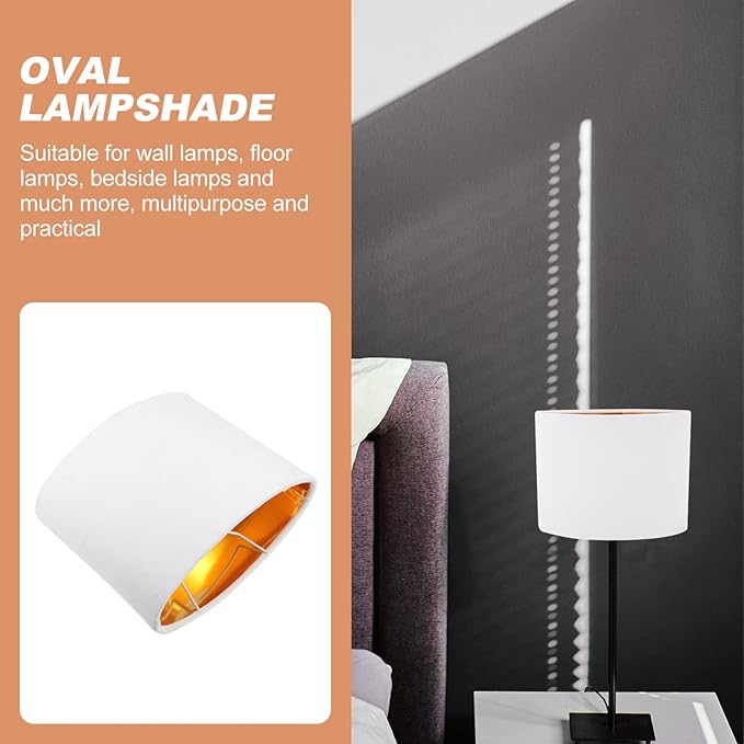 KALLORY Cloth Lamp Shade Oval Shaped Clip-on Lamp Cover Shade Accessories for Table Floor Pendant Lamp Replacement