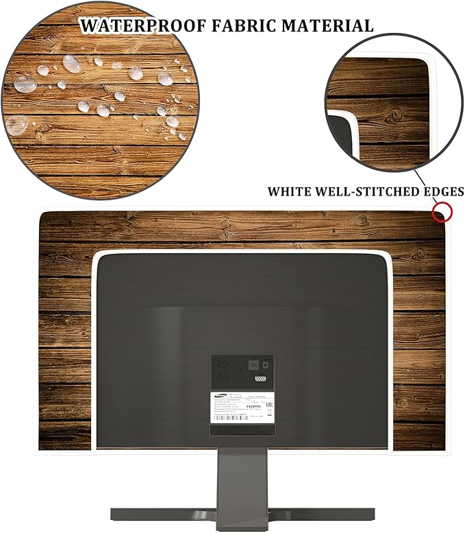 Rustic Brown Wood Board Waterproof Television Cover 50,51,52 Inch Full Body Cover for TV Screen LCD LED Dust-Proof Anti-Scratch Anti-Static Protective for Screen TV