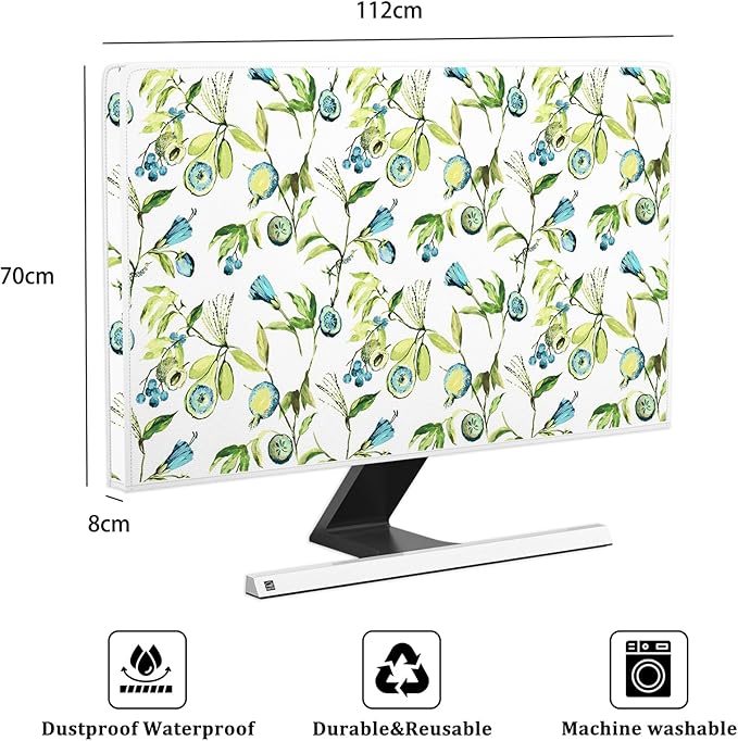 Waterproof Screen Television Dust Cover 45, 46, 47, 48 Inch Anti-Static Protective Cover for LCD LED PC Desktop and Home Hanging TV Full Body Covers for TV Screen，Watercolour Blueberry Fruit
