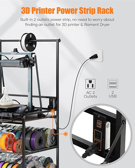 AHOWPD 3D Printer Rack Filaments Storage - Rolling 3d Printing Stand Filament Organizer, Spools Holder Racks Cart with Wheels, Heavy Duty Shelf Hold Spool PLA, ABS, PETG for Garage Office Workshop