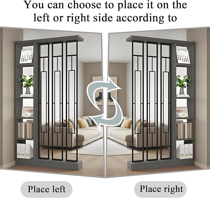 Wall Room Divider - Freestanding Wood Room Divider with Shelves, Wall Divider with Storage Cabinet, Easy Assembly Freestanding Decor for Bedroom, Office
