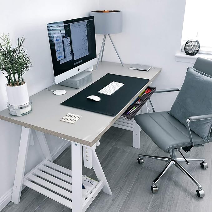 Mount-It! Under Desk Pencil Drawer | 21.25” W, Ball Bearing Slide-Out Organizer for Office Supplies, Paper & Pencils | Fits Desks Over 1” Thick, Adjustable Extension 16.25”–28”