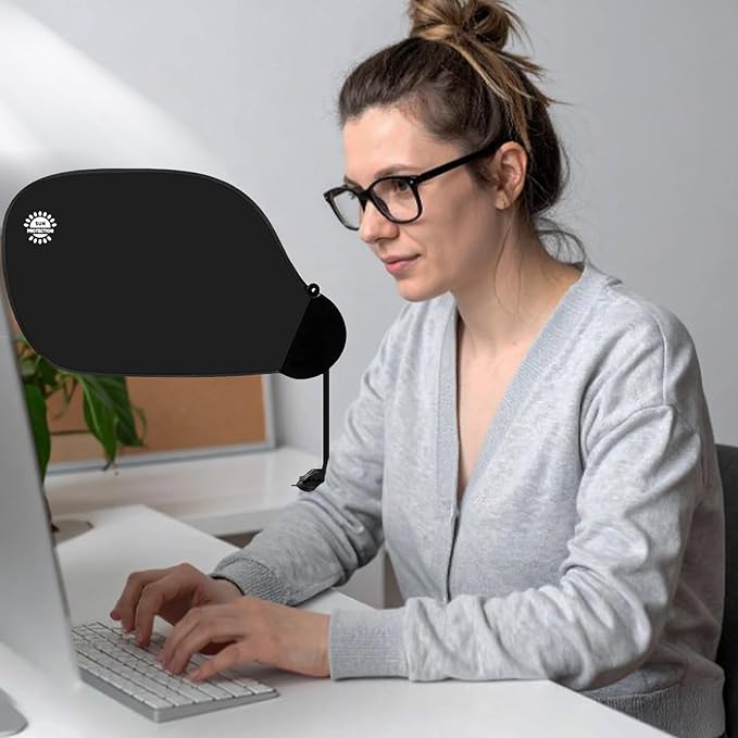Cubicle Privacy Screen & Adjustable Desk Canopy, Office Partition Shade to Block Overhead Light & Reduce Monitor Glare, Portable Light Shield for Computer Monitors and Laptops (Black)